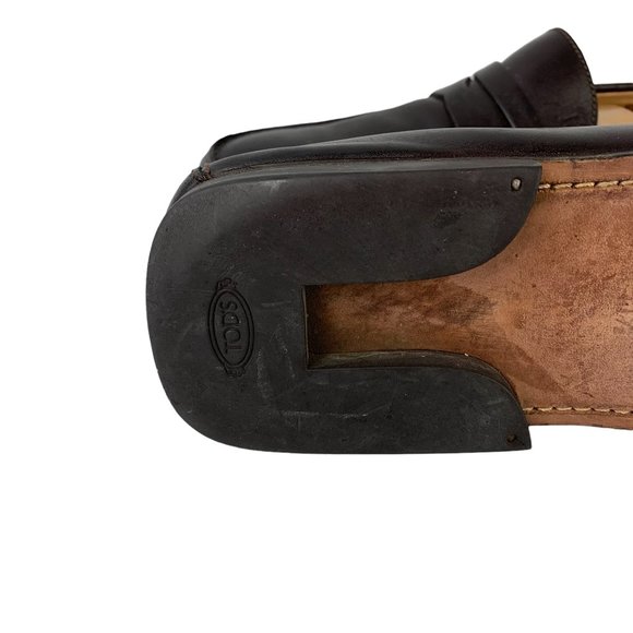 TODs Chocolate‎ Brown Leather Dress Penny Loafers main image 5
